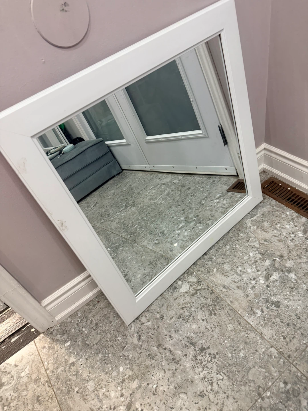 White Framed Mirror - photo 3