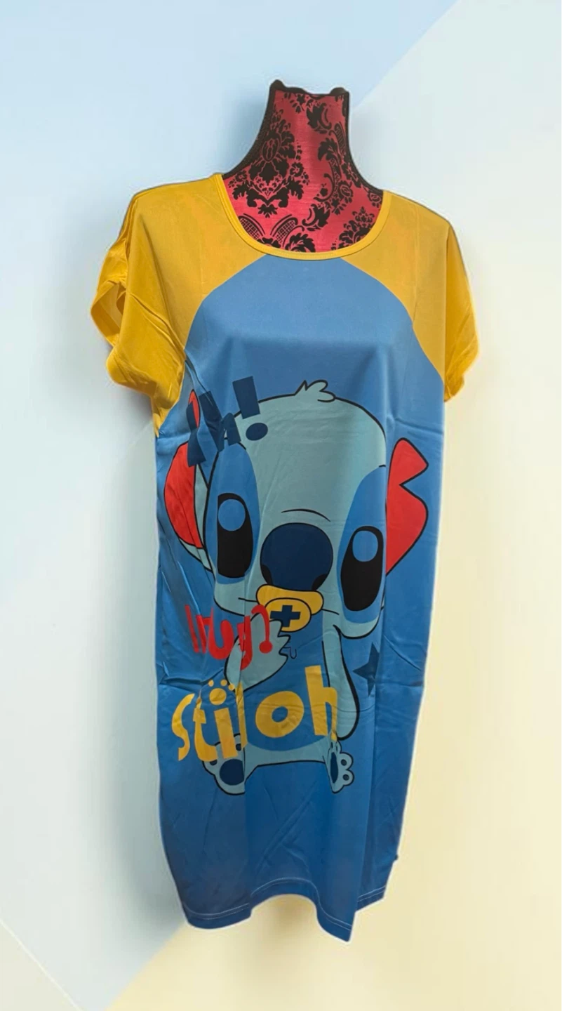 Women’s oversized T-shirt Pijama sleep dress Cartoon Lilo Stitch - photo 3