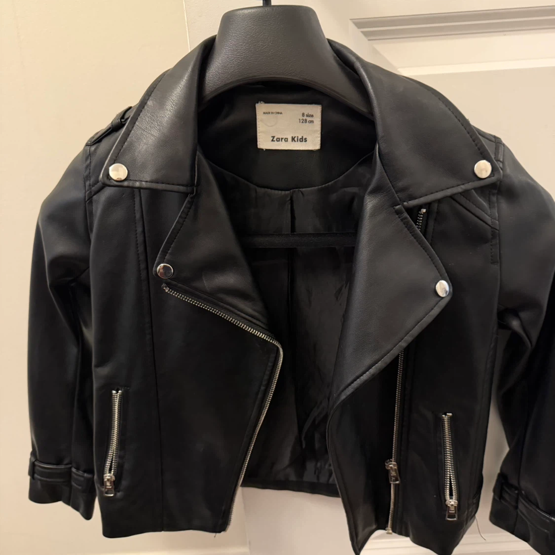 Zara Kids Black Faux Leather Moto Jacket