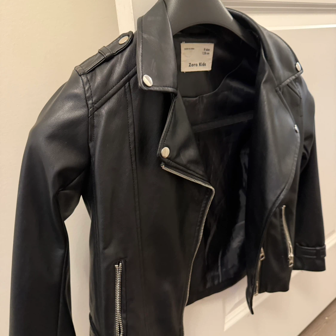 Zara Kids Black Faux Leather Moto Jacket - photo 2
