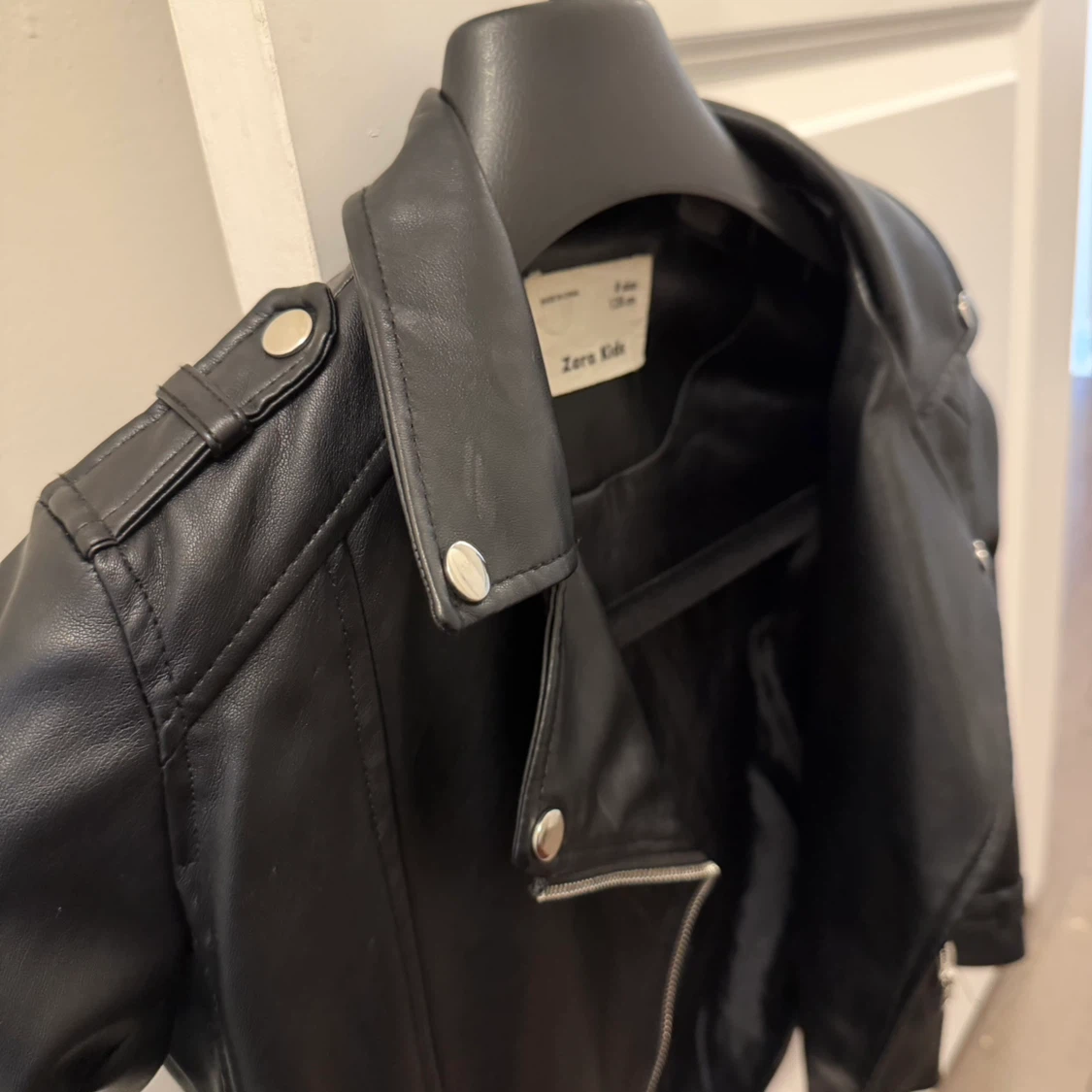 Zara Kids Black Faux Leather Moto Jacket - photo 3