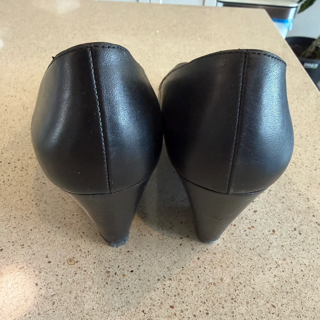 Coach Black Leather Peep-Toe Wedge Heels - photo 5