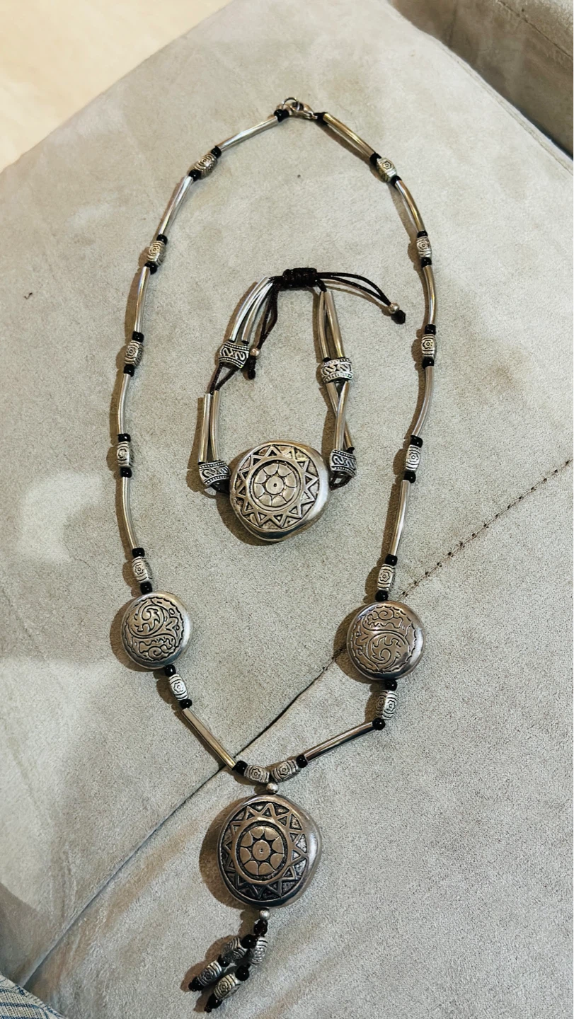 Silver-tone Necklace and Bracelet Set