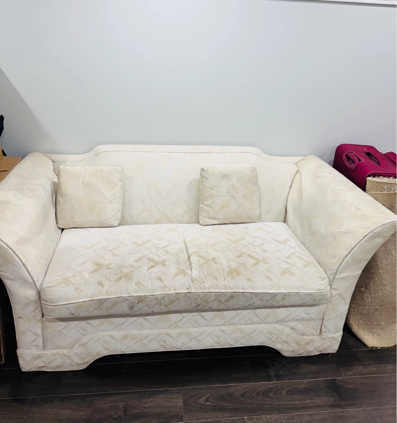 Cream Loveseat Sofa with Pillows