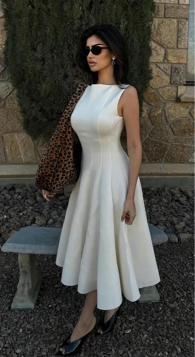 Sweet Sunday Pleated Midi Dress - Cream