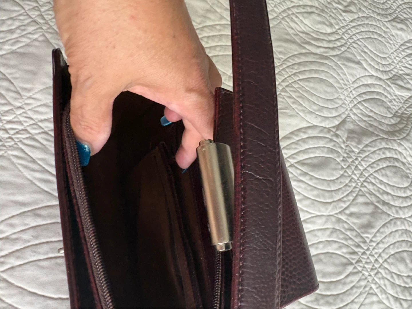 Burgundy Leather Shoulder Bag - photo 2