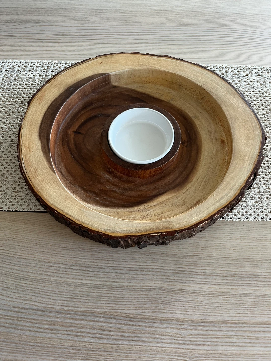 Moving Out Sale, Wooden Serving Platter with Dip Bowl - photo 3