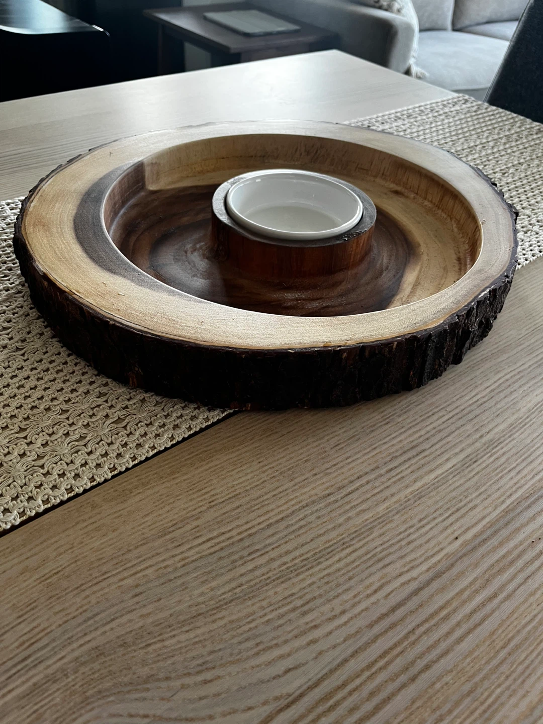 Moving Out Sale, Wooden Serving Platter with Dip Bowl - photo 2
