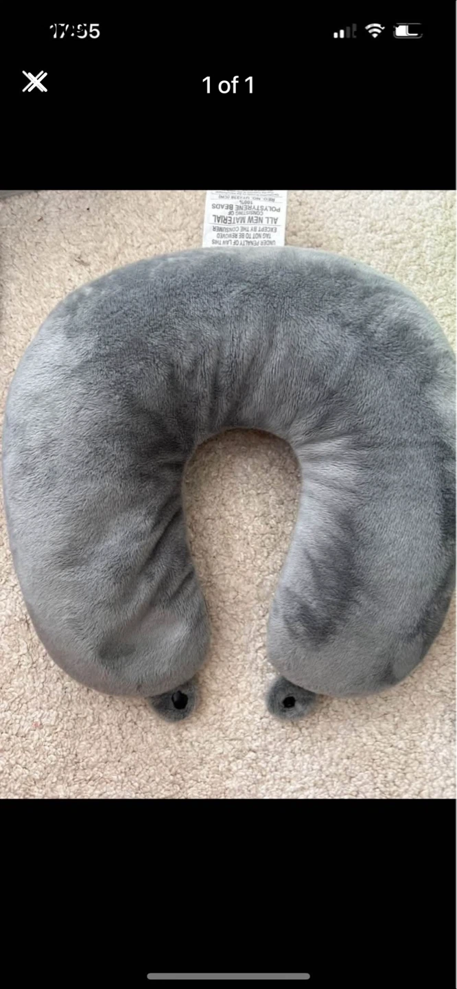 Grey Plush Neck Travel Pillow