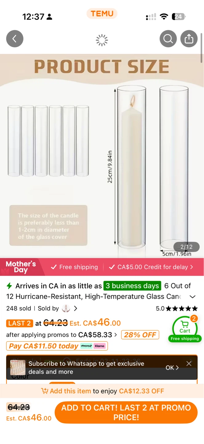 Set of 12 Temu Glass Hurricane Candle Holders - photo 3