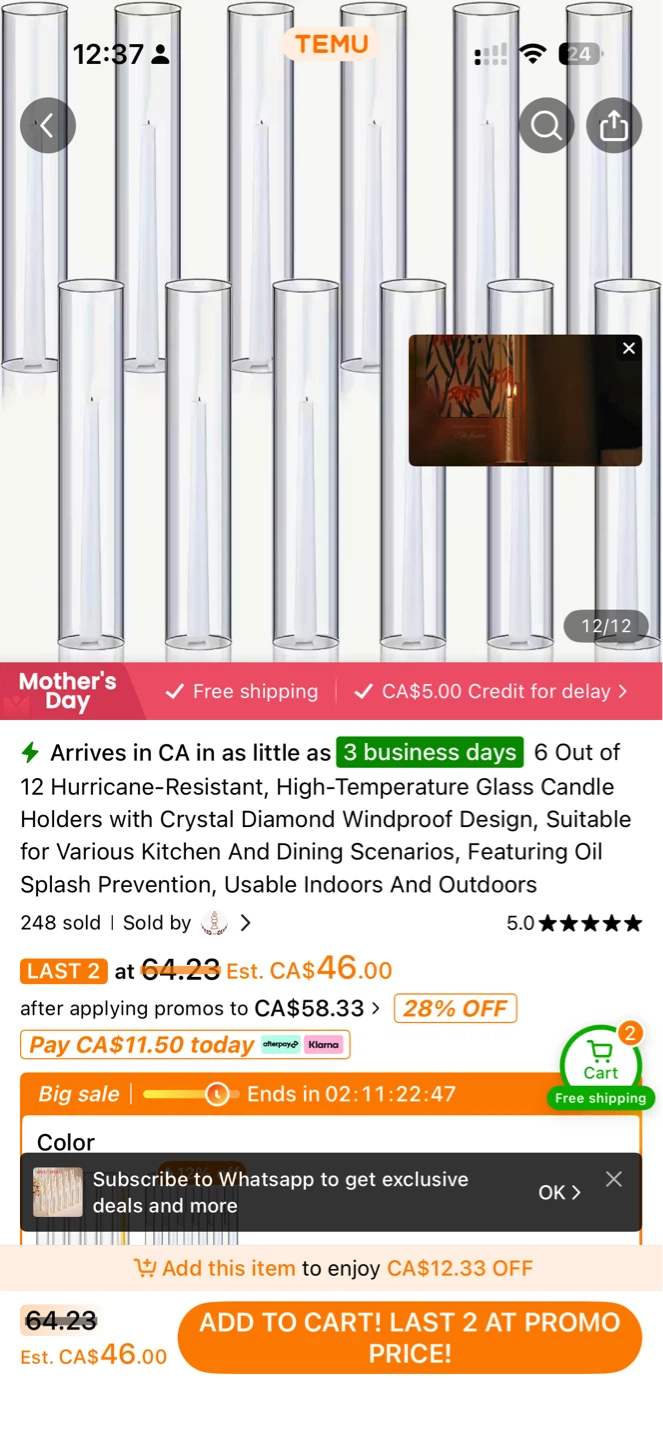 Set of 12 Temu Glass Hurricane Candle Holders - photo 2