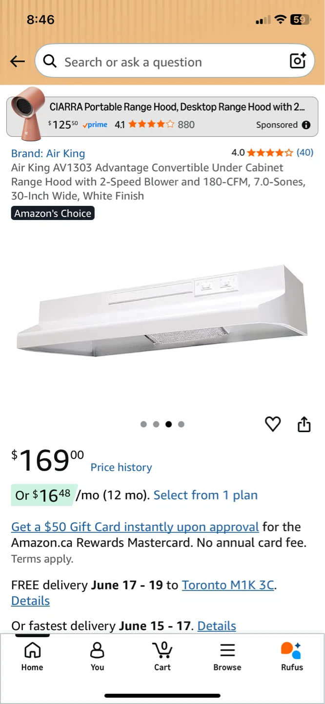 Air King Range Hood 30-Inch Wide