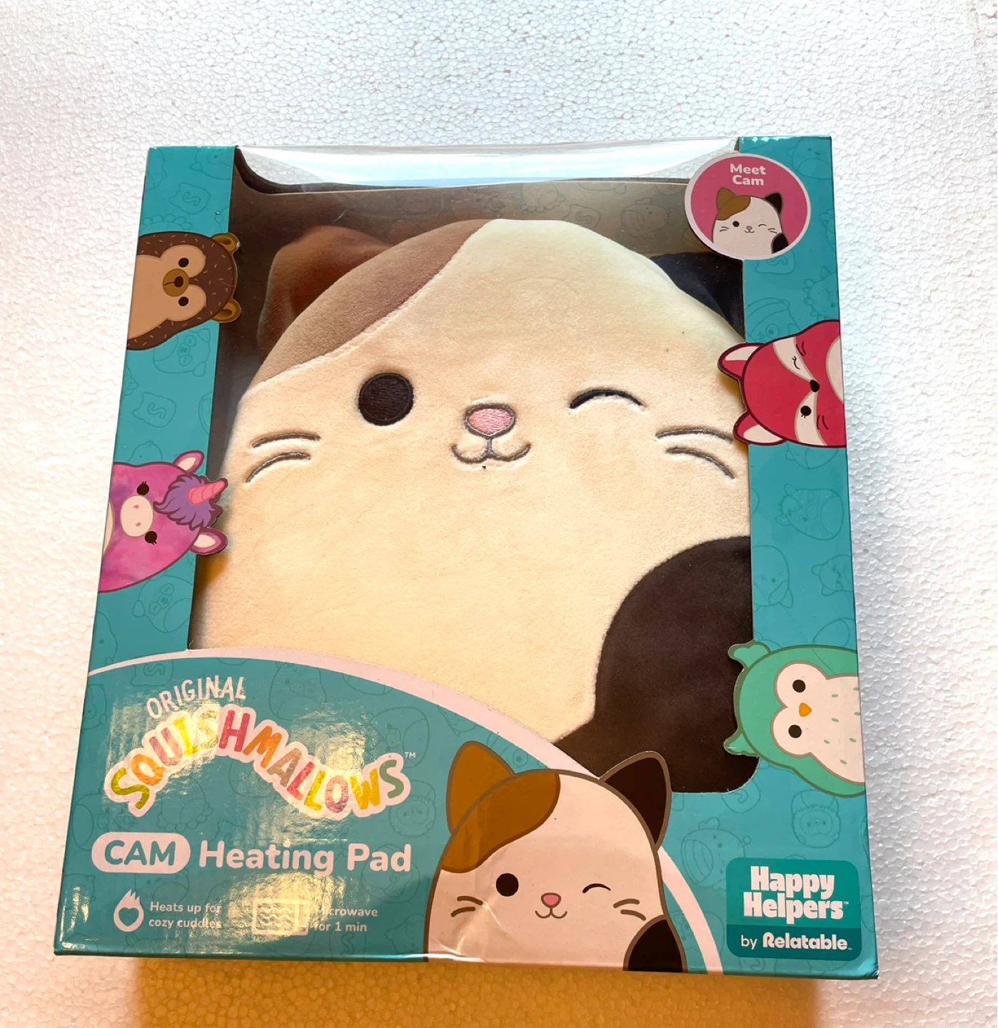 New SQUISHMALLOWS Cam the Cat Lavender Heating Pad