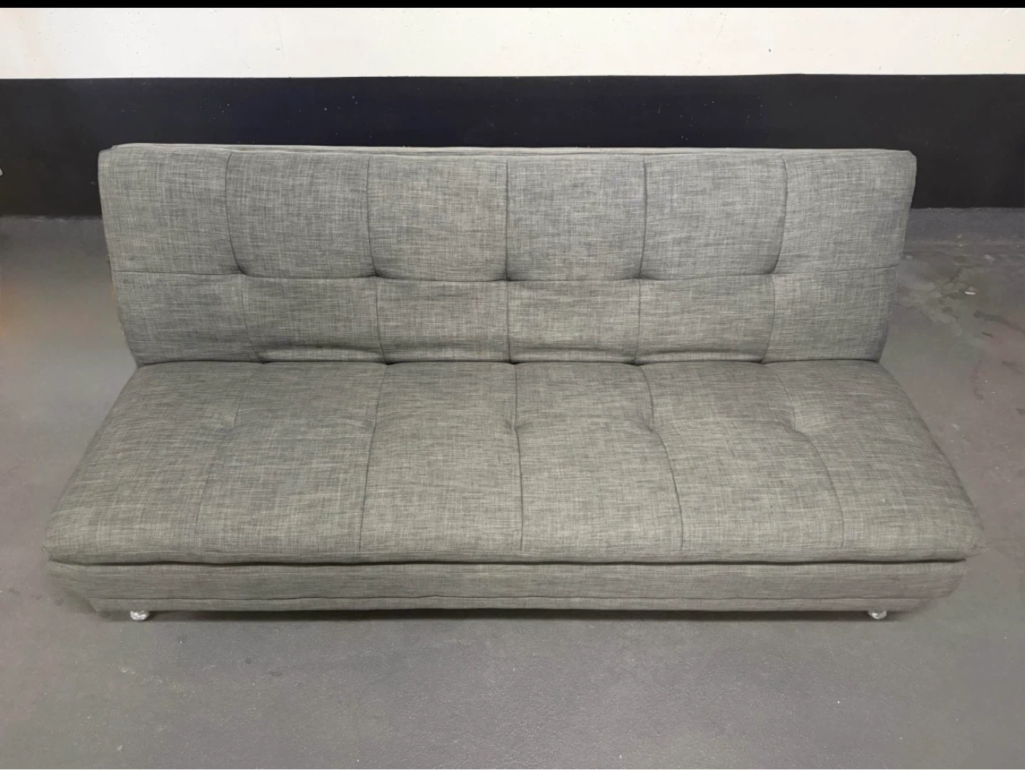 Grey Tufted Futon Sofa Bed