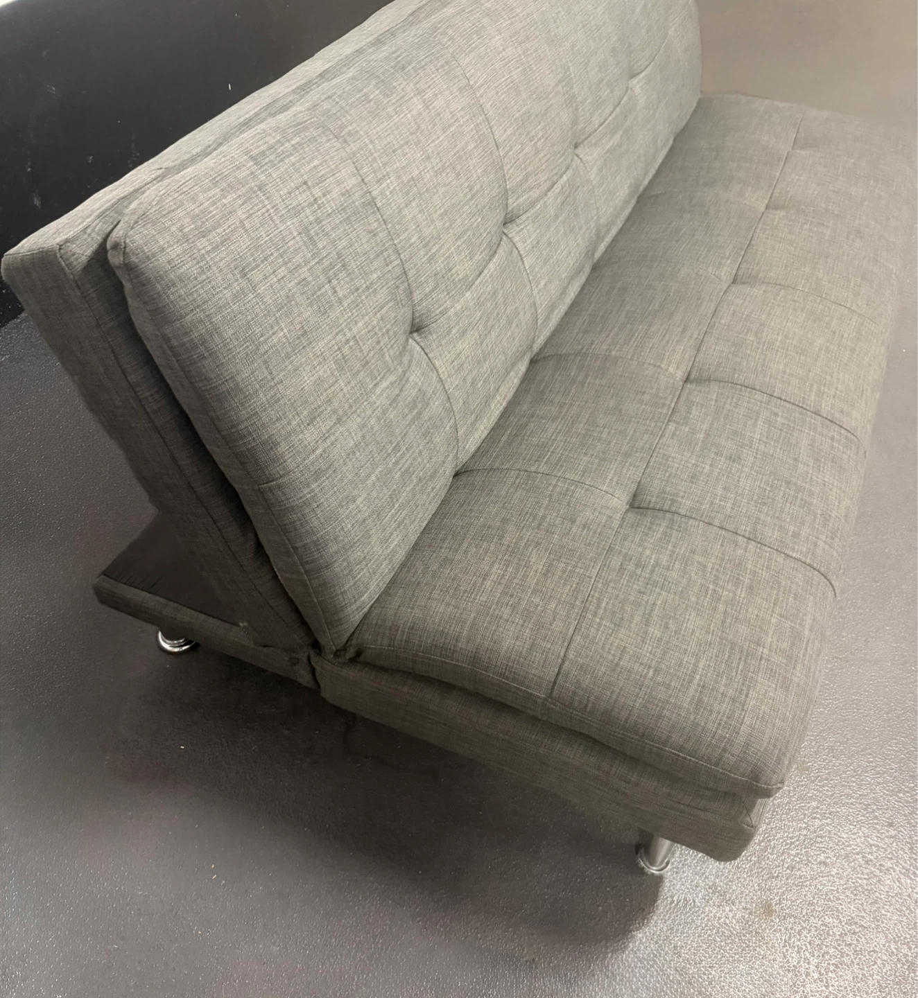 Grey Tufted Futon Sofa Bed - photo 2