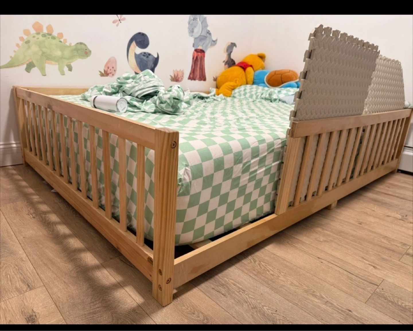 Toddler Bed with Rails - Solid Pine