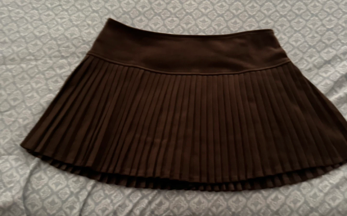 Brown Pleated Mini Skirt