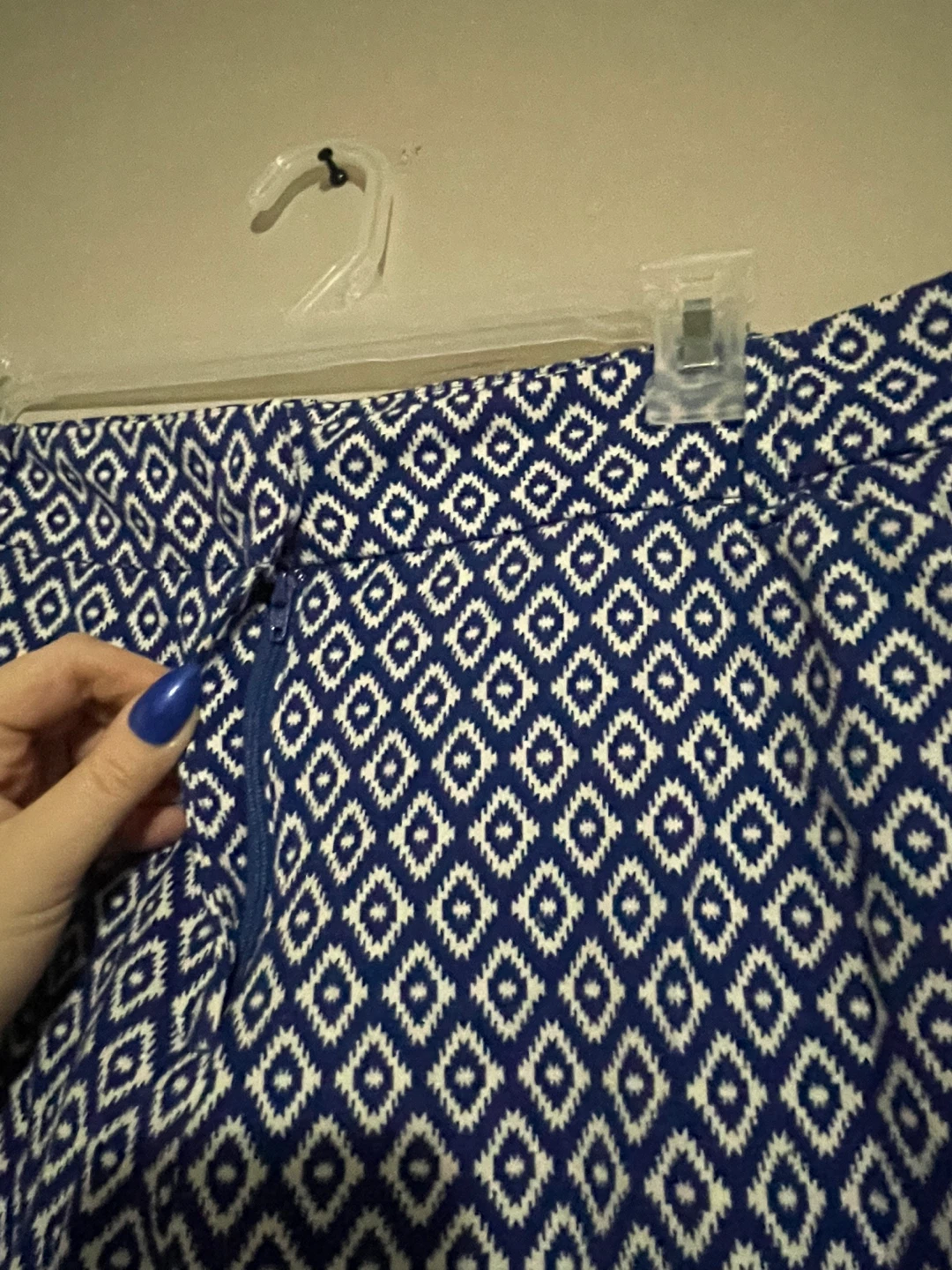 Blue and White Diamond Pattern Pants - photo 2