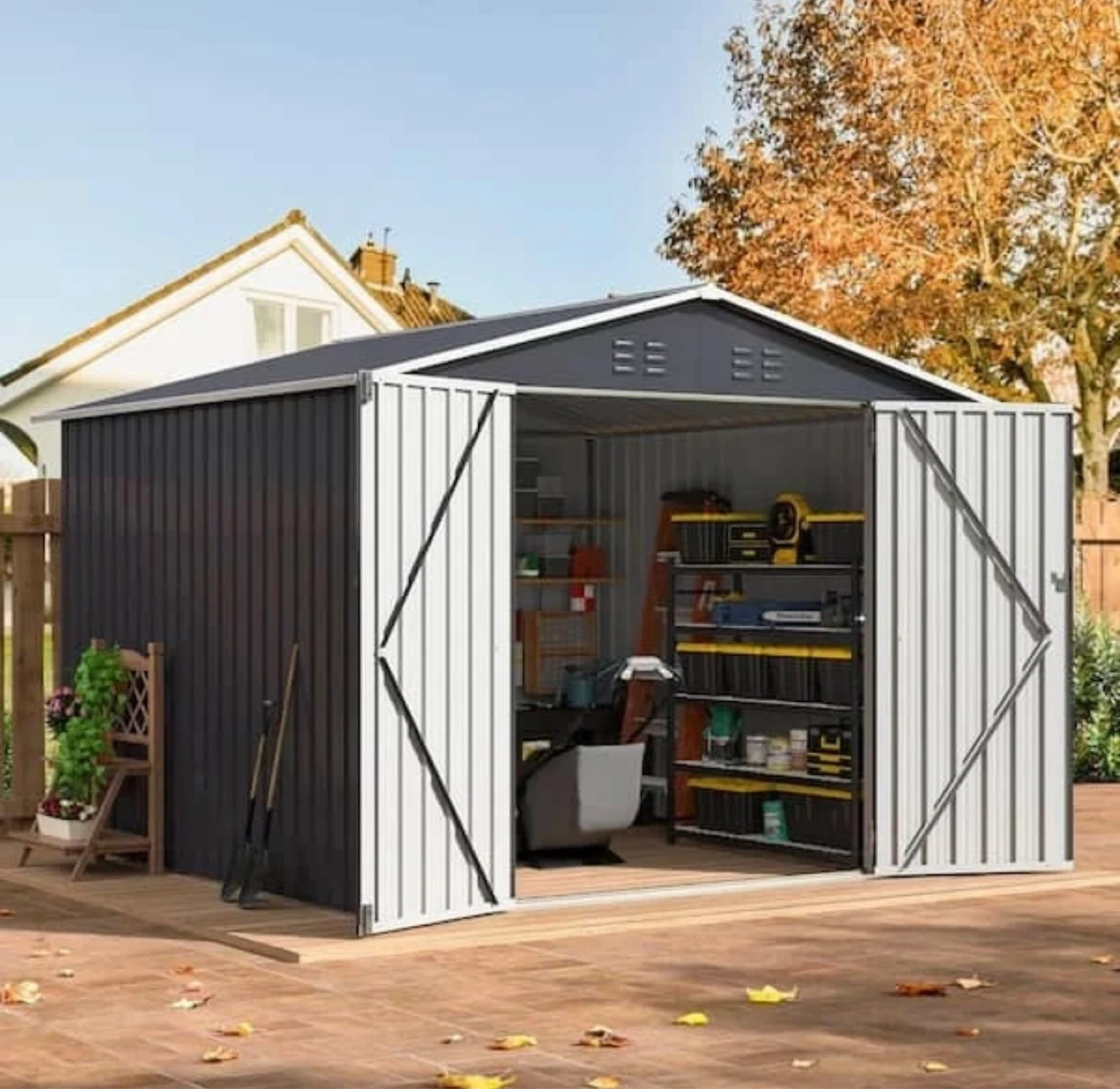 BRAND NEW- 7.4 x 7.4 ft Metal Storage Shed+Lockable Doors - photo 5