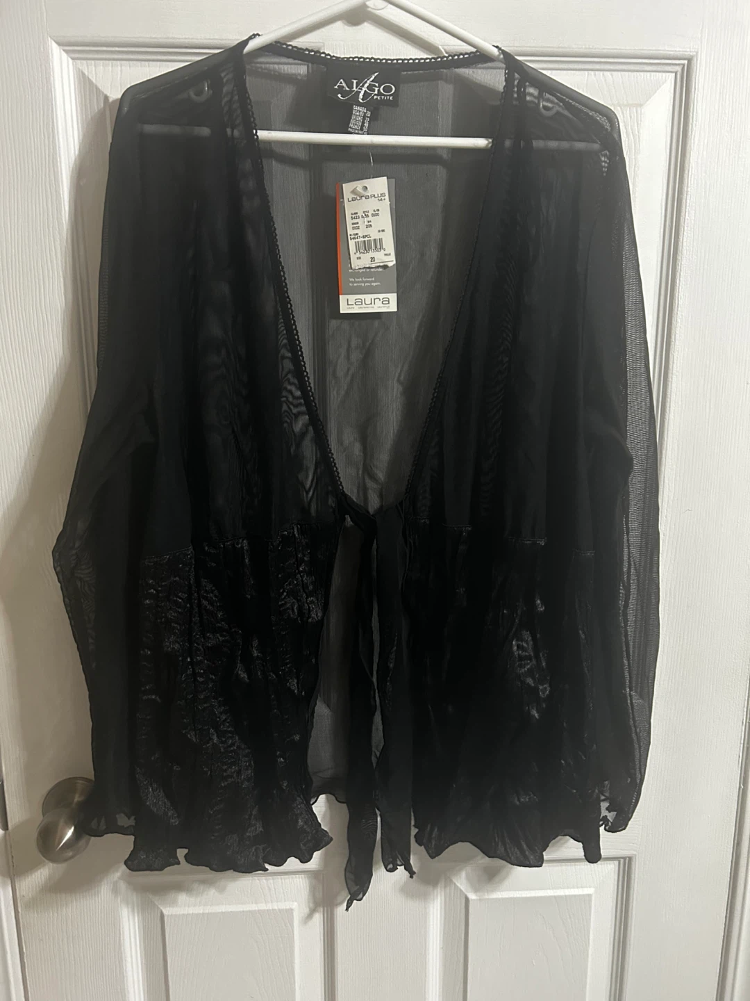 Laura Plus Sheer Black Kimono Style Cardigan