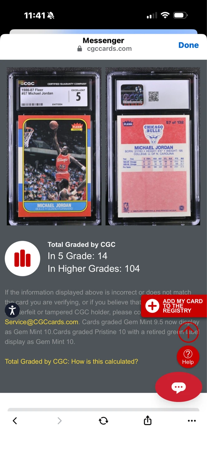 1986-87 Fleer Michael Jordan #57 CGC 5 - photo 4