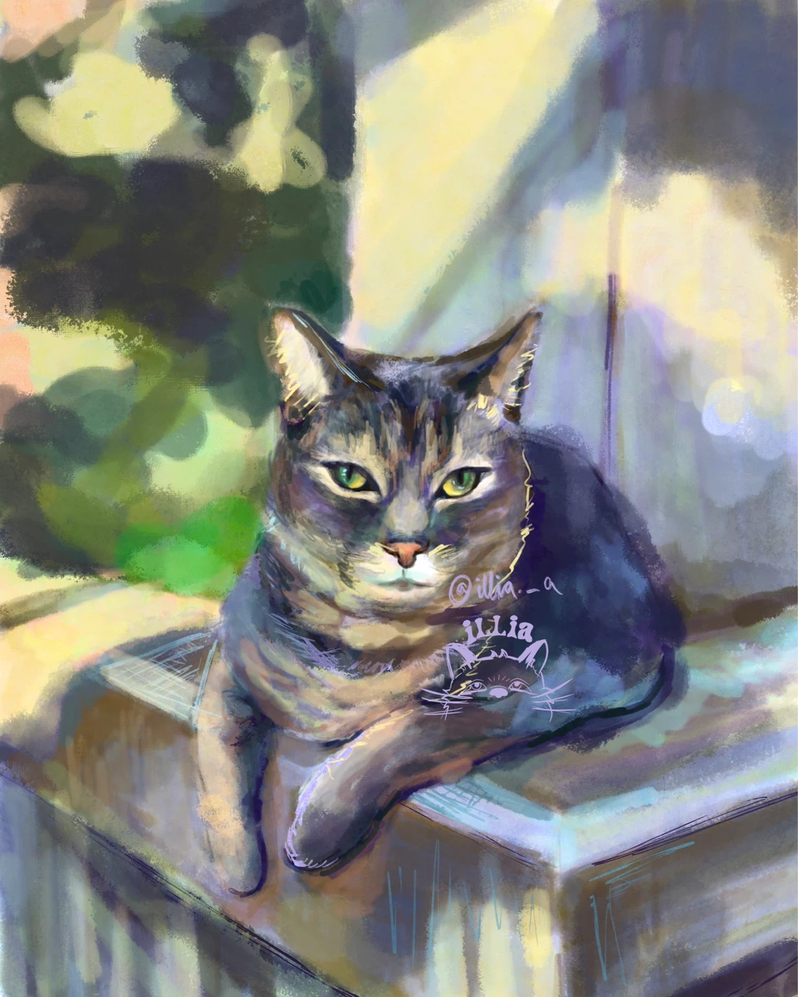 Custom Cat Illustration - commission by a psyc student