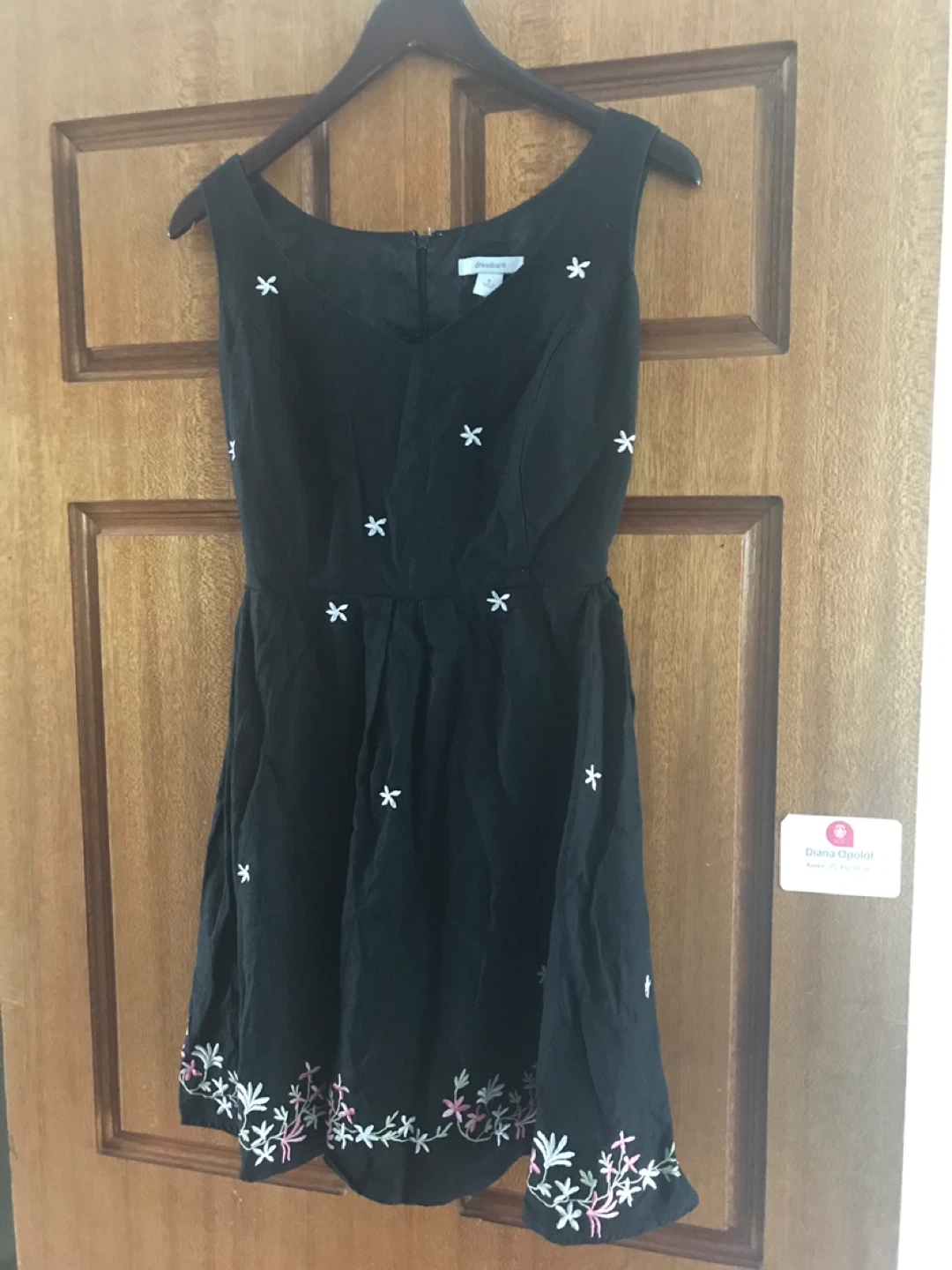 Dressbarn Black Embroidered Dress Size 6