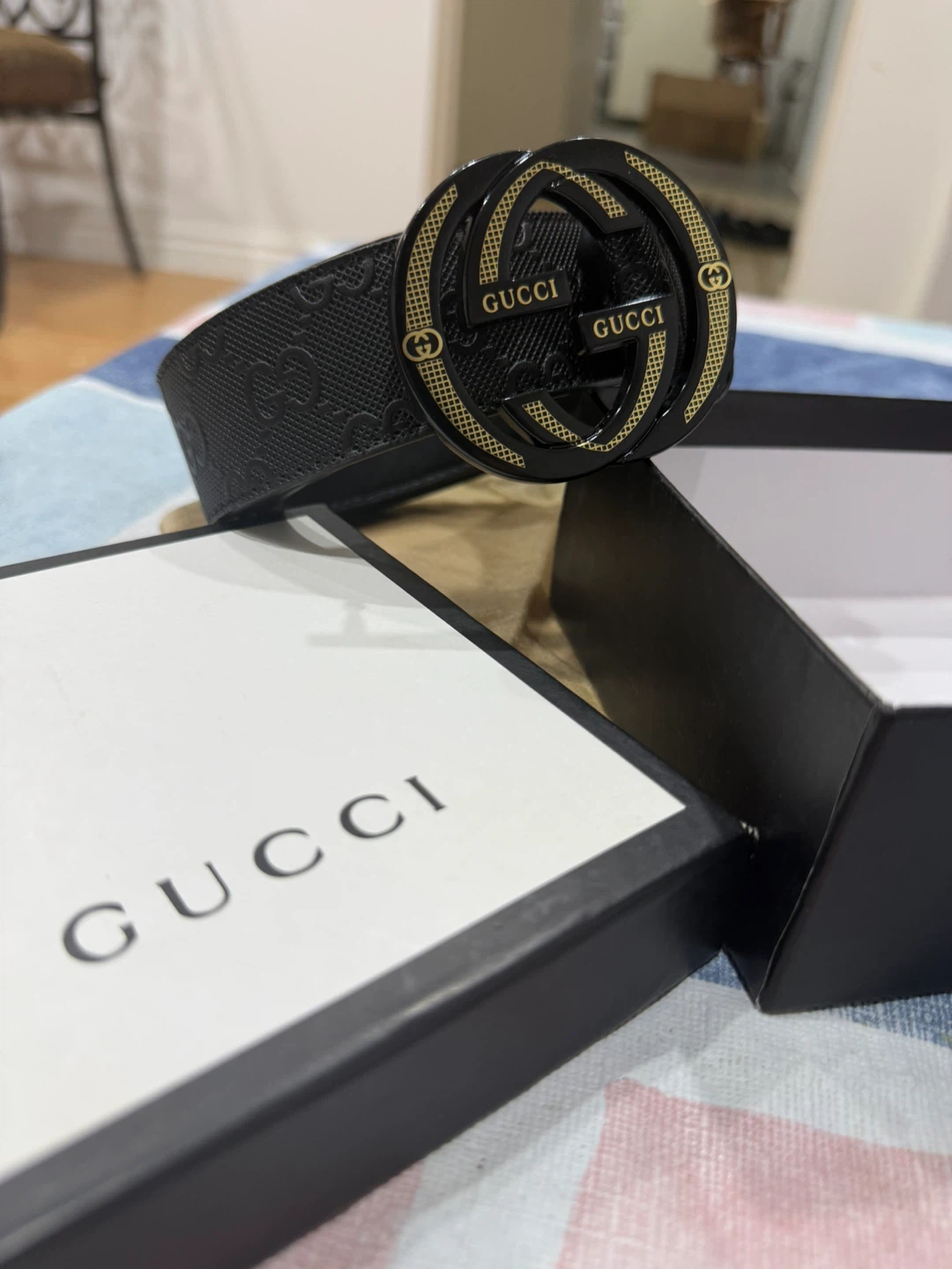 Gucci Black GG Marmont Belt