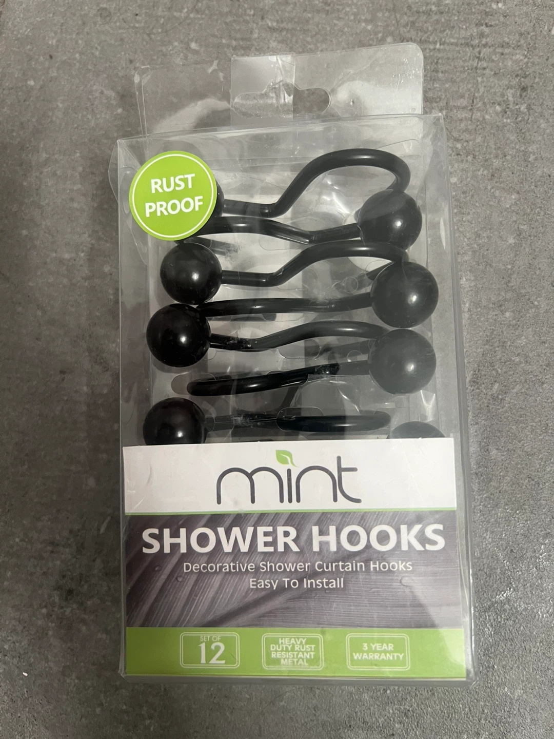 Mint Shower Hooks - Set of 12, Black