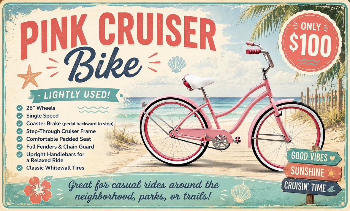 Huffy Pink Cruiser Bike - 26" Wheels - photo 2