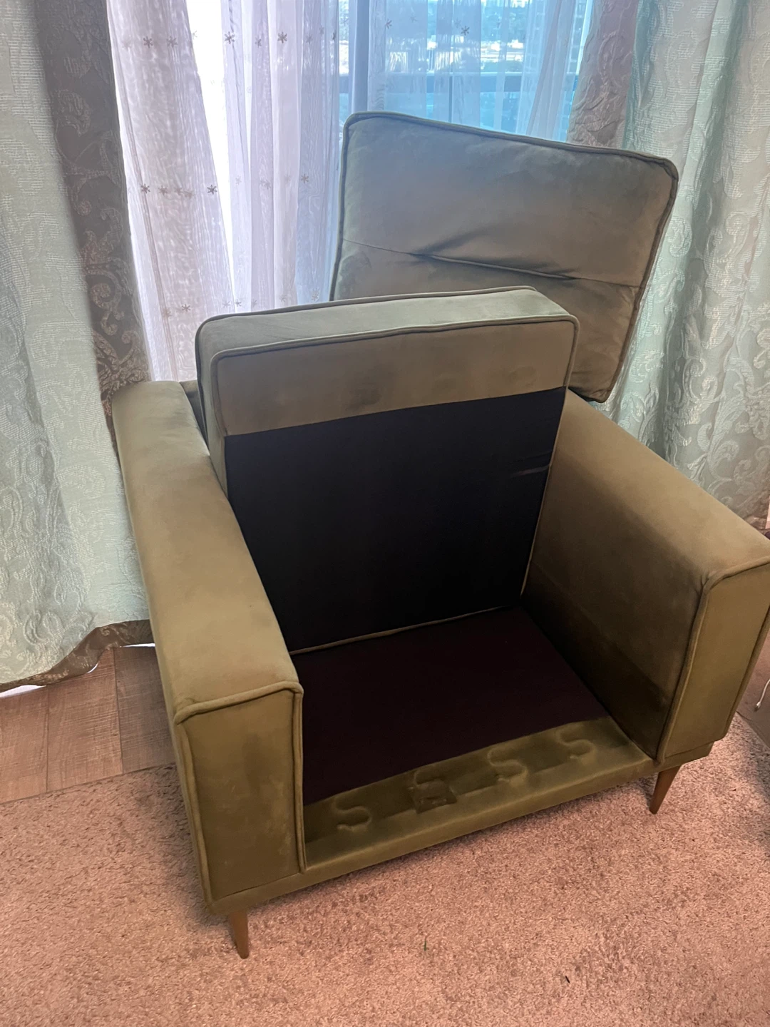 Velvet Accent Chair - Olive Green - photo 3