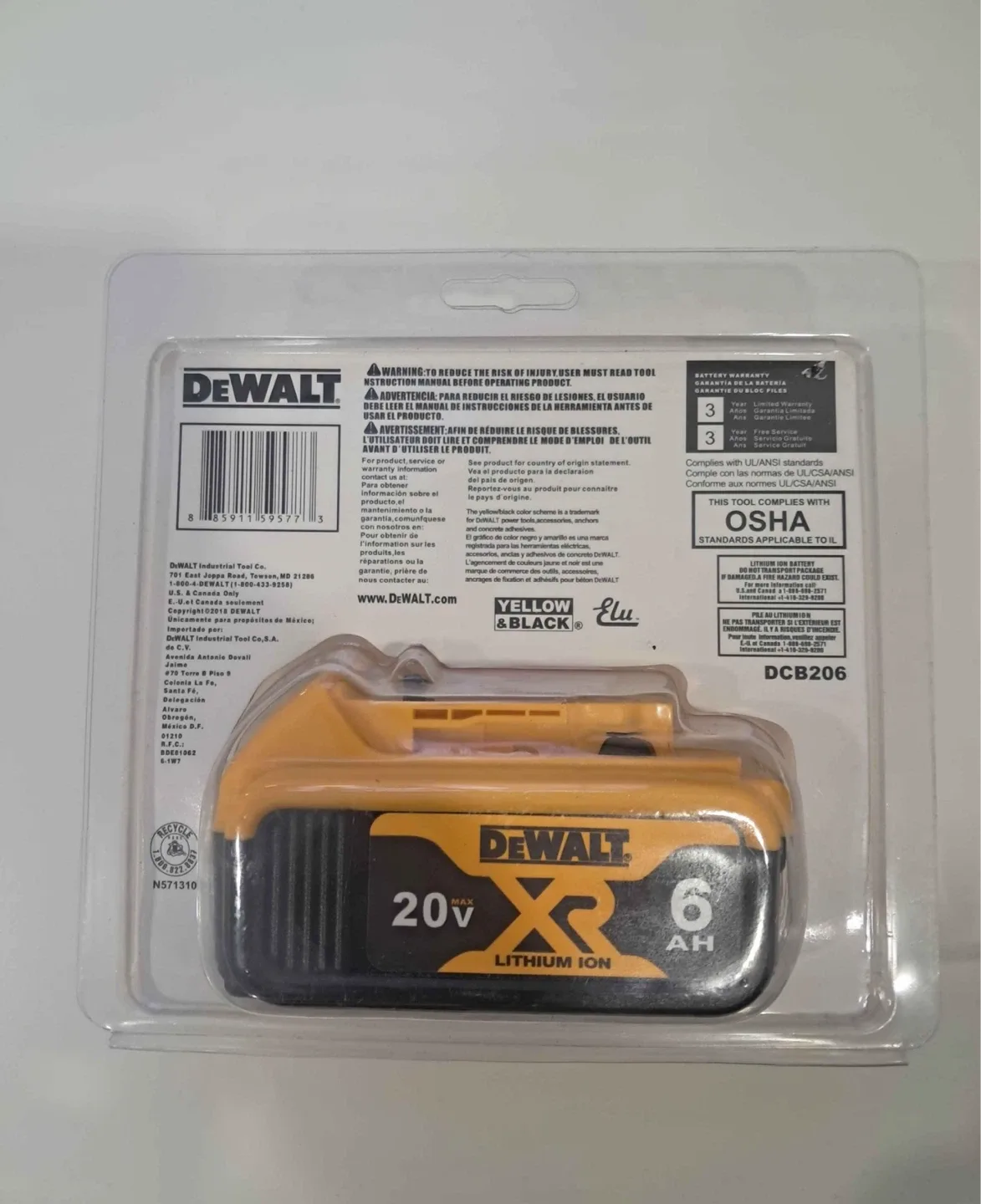 DEWALT 20V MAX XR 6.0 Ah Lithium Ion Battery DCB206 - photo 2
