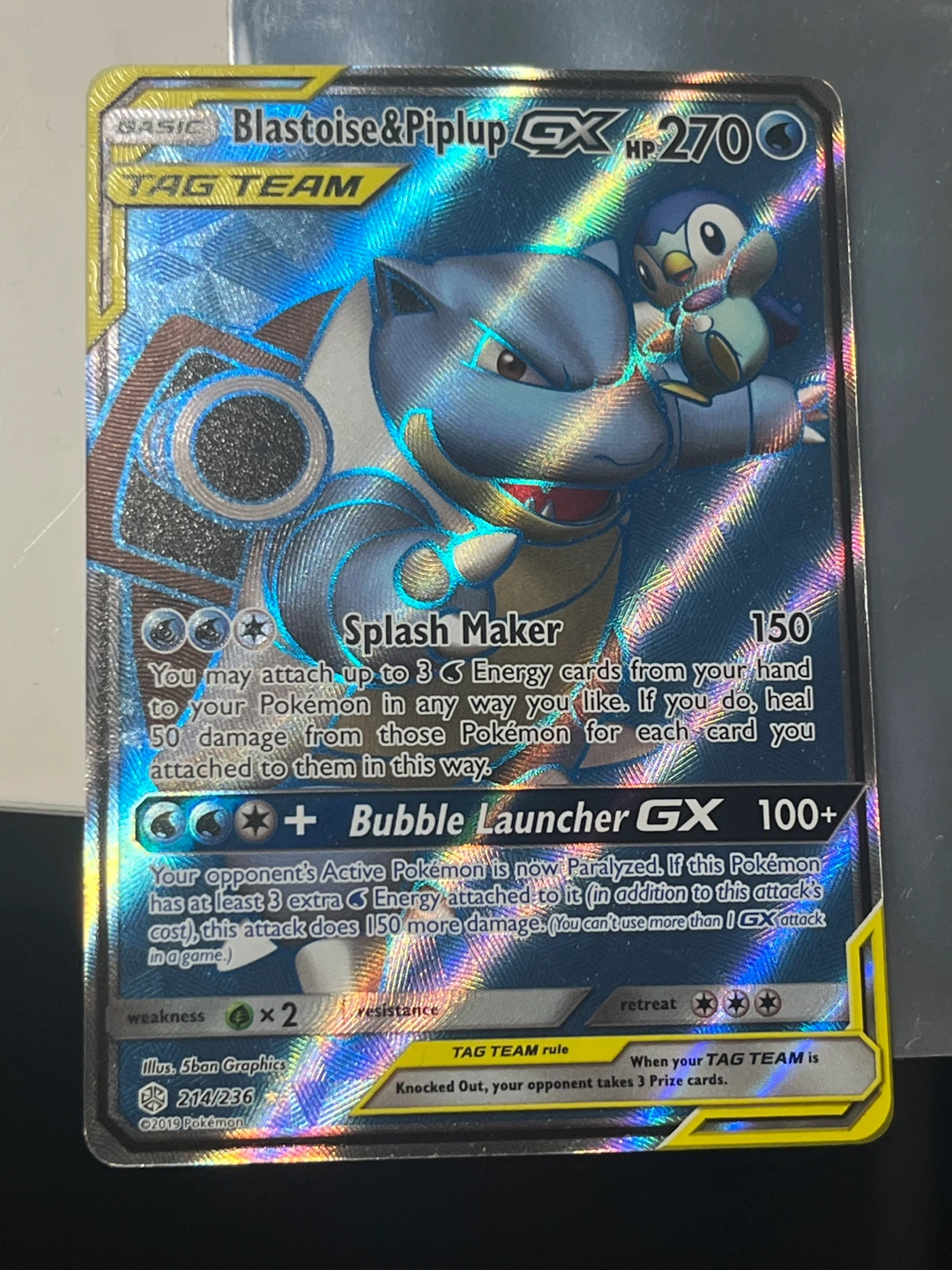 (Perfect Condition)Blastoise & Piplup GX Tag Team Pokemon Card