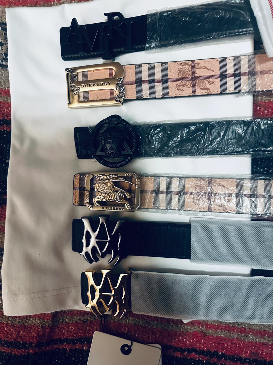 Assorted Designer Belts - Burberry, Versace, Ferragamo, Moncler - photo 3