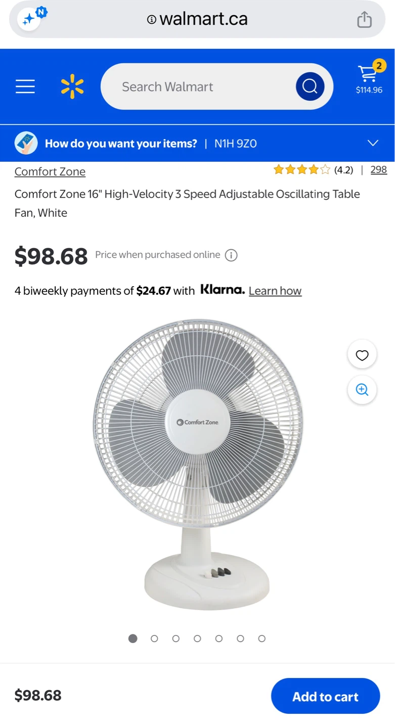 New Comfort Zone 16" Oscillating Table Fan - photo 5