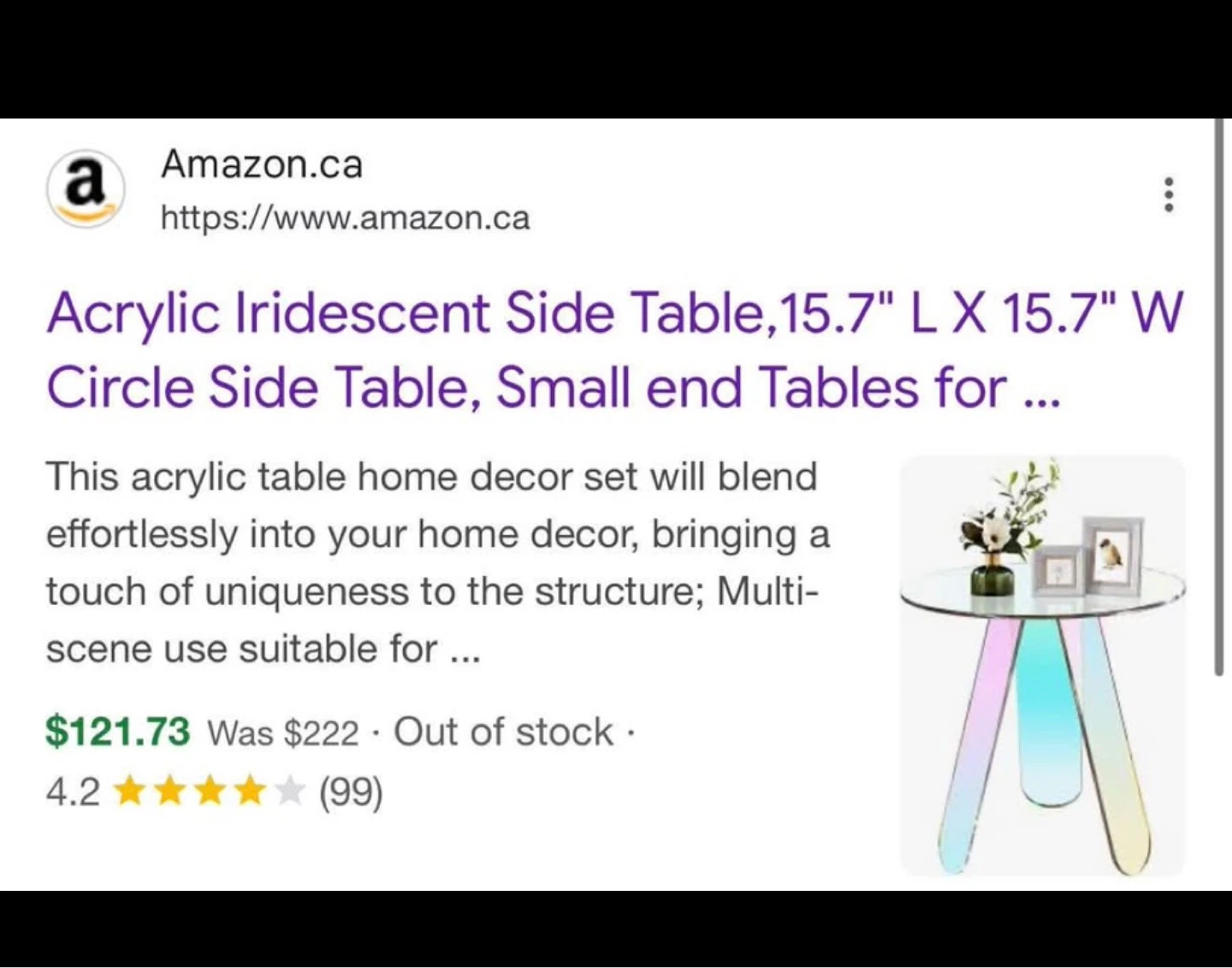 New Acrylic Iridescent Side Table - photo 4