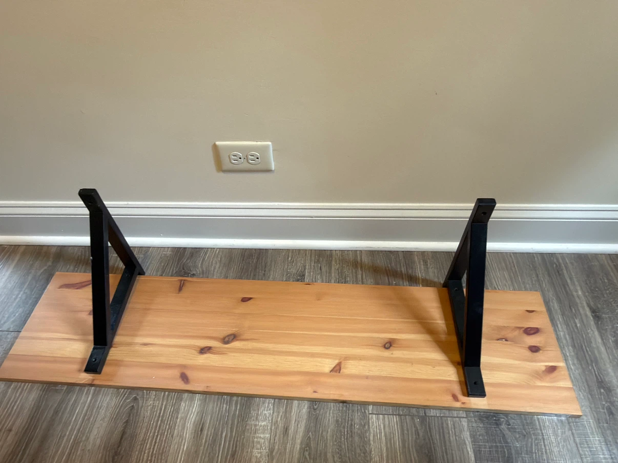 Wooden Shelf with Black Metal Brackets - photo 3