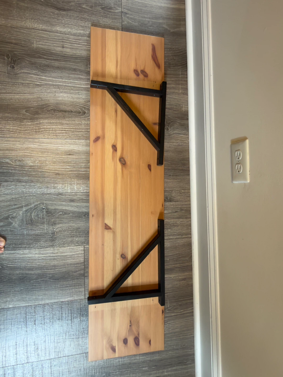 Wooden Shelf with Black Metal Brackets - photo 4