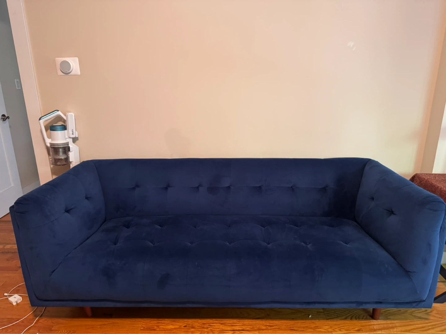 Blue Velvet Tufted Sofa