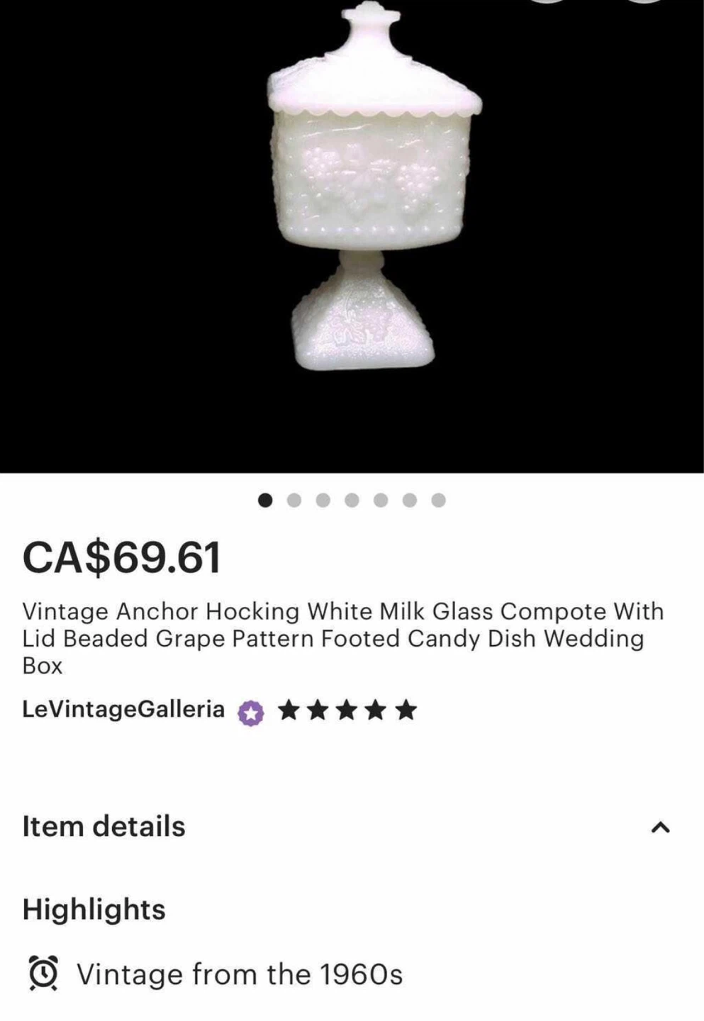 VINTAGE ANCHOR HOCKING WHITE MILK GLASS CANDY DISH - photo 5