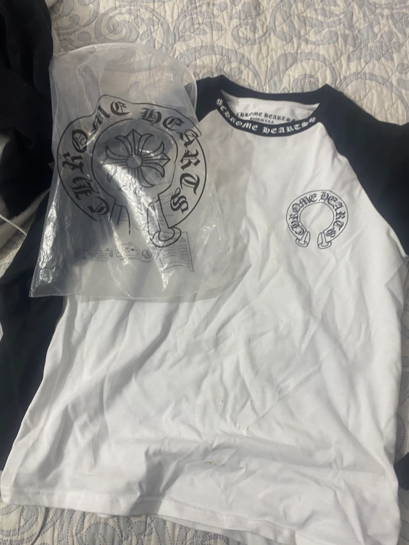 Chrome Hearts Long Sleeve Raglan T-Shirt White Black Size S
