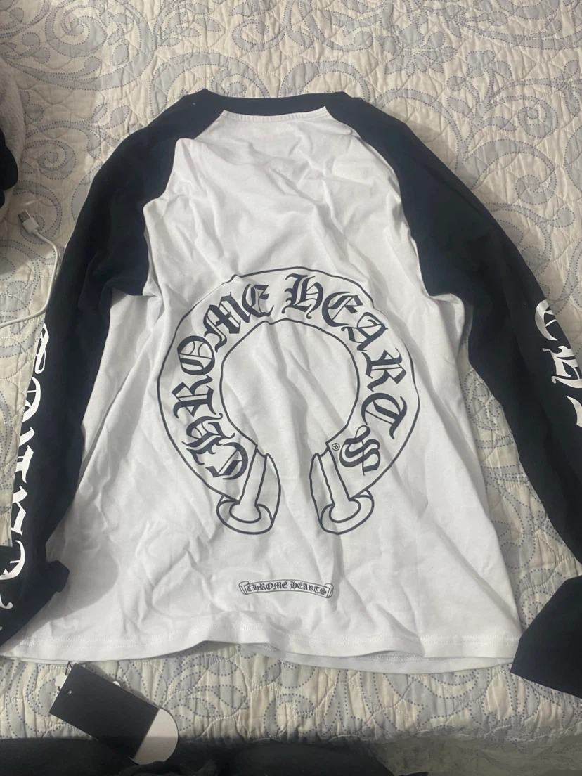 Chrome Hearts Long Sleeve Raglan T-Shirt White Black Size S - photo 3