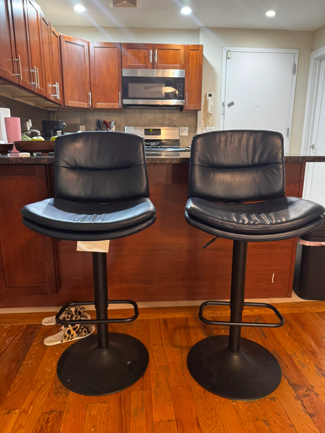 Black Adjustable Bar Stools (Set of 2)