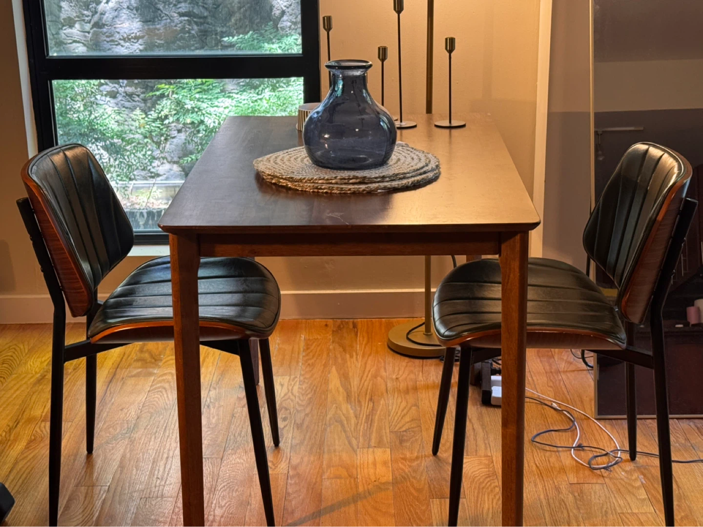 Dark Wood Dining Table with Chairs