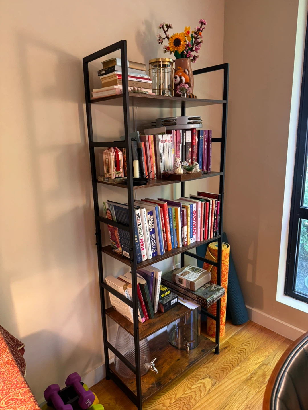Industrial Style Bookshelf with 5 Shelves