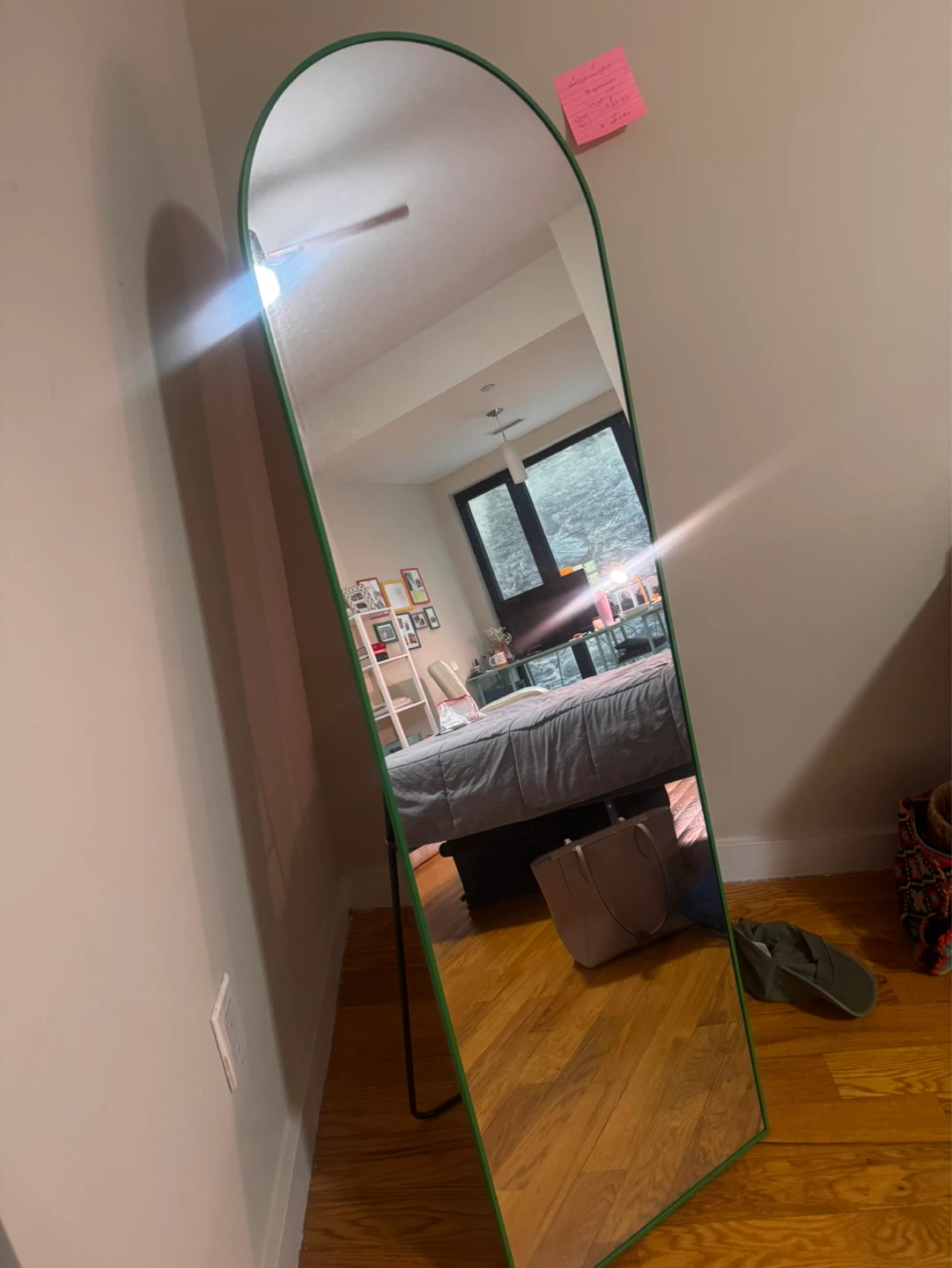 Full Length Arch Mirror with Green Frame - photo 2