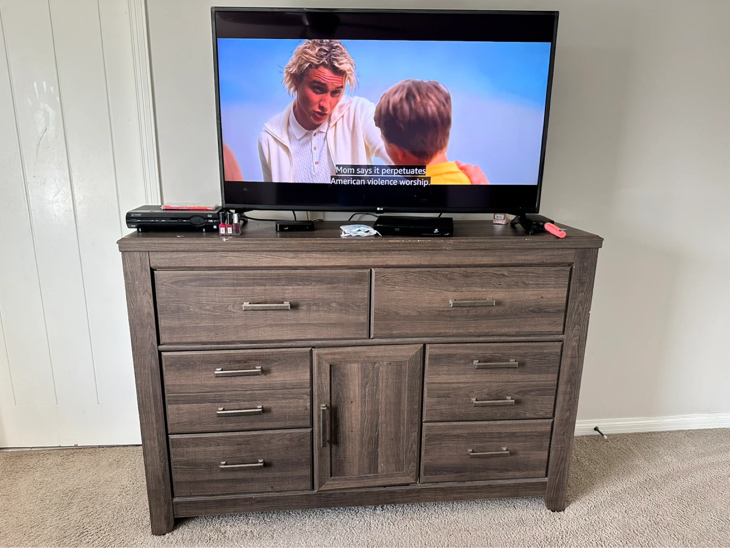Wooden Bed Frame and Nightstands