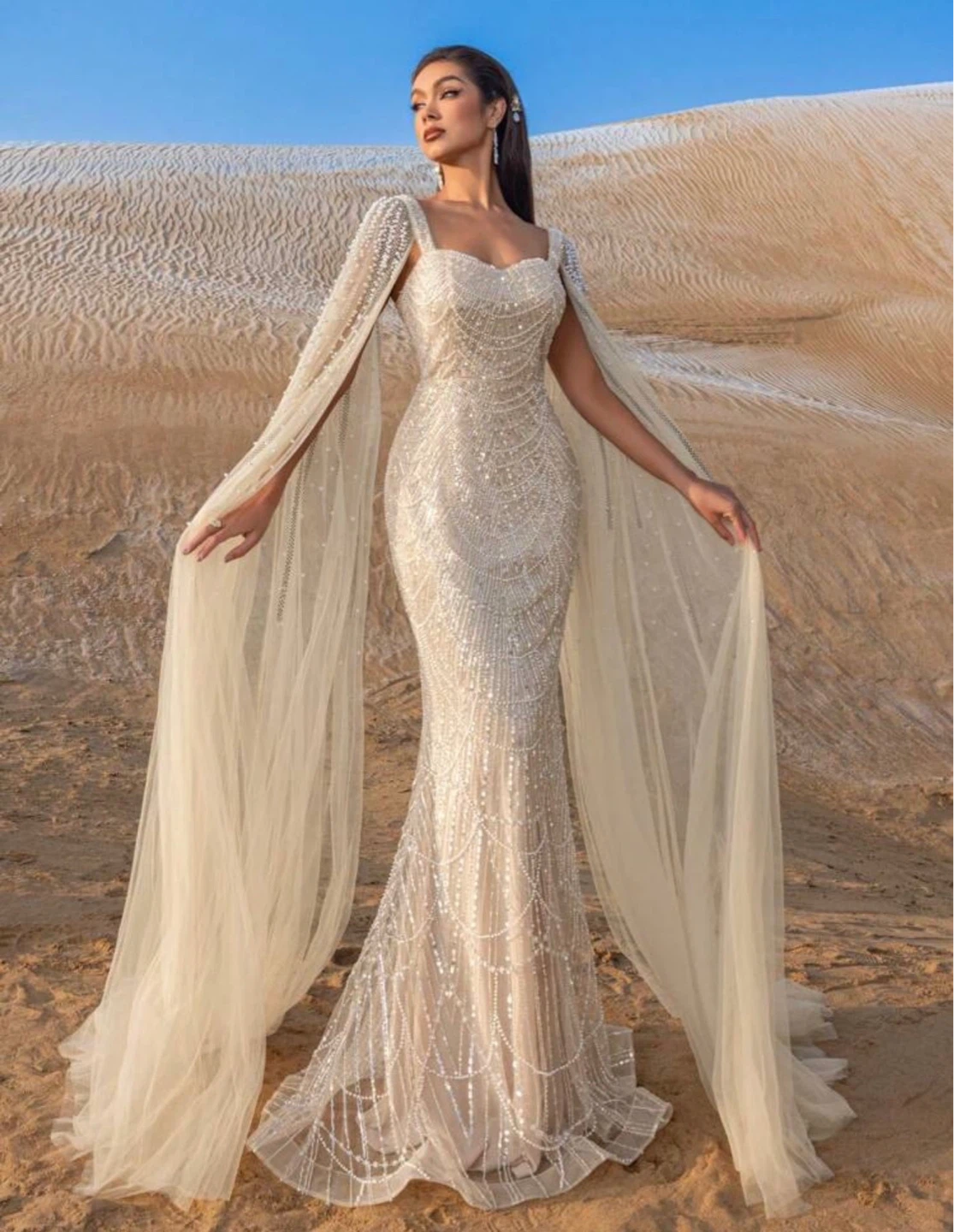Faeriesty Embellished Gown with Cape - Size S