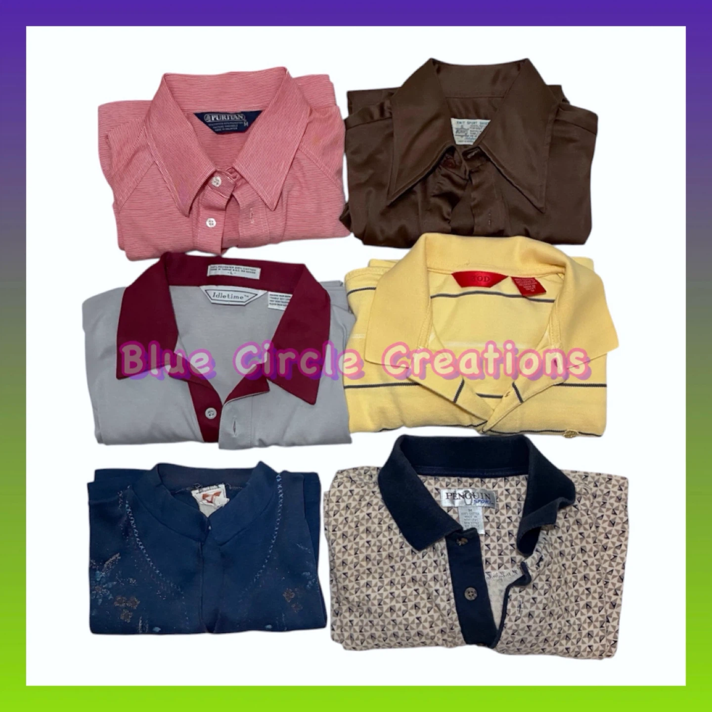 Men’s Vintage Short Sleeve Polo Shirts 6 Piece Bundle M/L