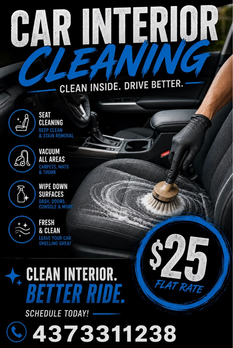 Car Interior Cleaning Service - $25 Flat Rate